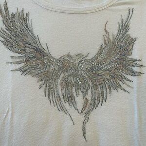 Zadig & Voltaire rhinestone Phoenix ivory T-shirt size M